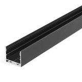 Iso korkea LED-profiili 2000mm musta pinta-asennettava malli, mitat 33,4 x 29,6mm.