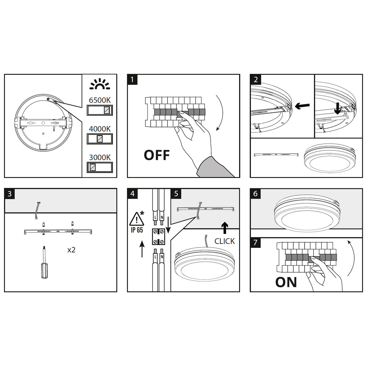 LED-Luminaire NAIROS WHITE 12W 3000/4000/6500K Ø200mm 1140lm IP65