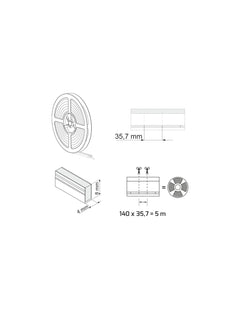 NEON FLEX 4x8mm - 6,2W/m 24V LED-valonauha SIDE BEND 5m - kosteussuojattu LED-valonauha 24V teknisiä tietoja