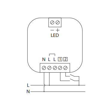 Plejd LED-10 – Bluetooth LED-ohjain himmennin 10W kytkentäkaavio, johdotus ja liitännät.