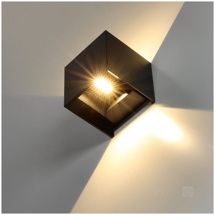 QUERK 2x3W LED-Seinävalaisin ylös/alas 3000K, säädettävä valokeila, IP54