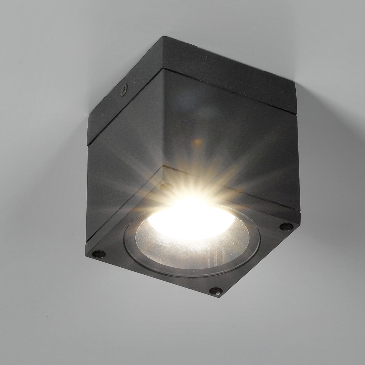 LED-QUERK 1 surface-mounted square ceiling light, black IP54