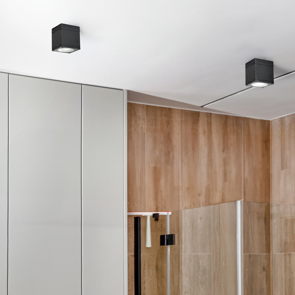 LED-QUERK 1 surface-mounted square ceiling light, black IP54