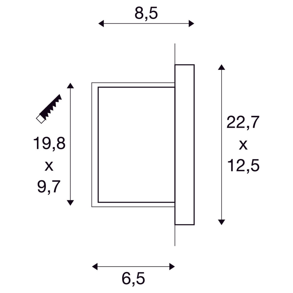 LED-muurivalaisin BRICK DOWNUNDER IP44, E14 polttimolle