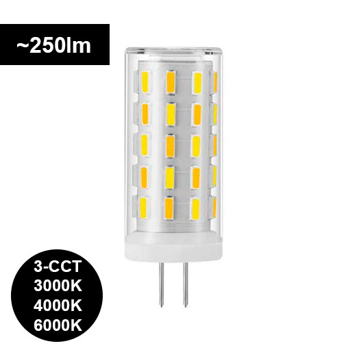 Lisää muistilistalle G4 LED-polttimo 2,5W – 3000K-4000K-6000K SWITCH, 250lm (isokokoinen 45x17mm)