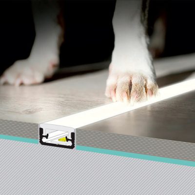 LED-alumiiniprofiili LATTIA8 LED-nauhan asentamiseen lattialle, kestävä