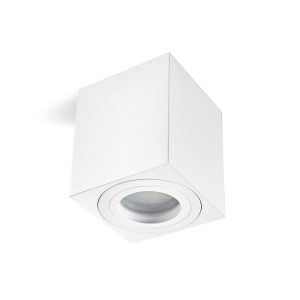 AQUARIUS neliö valkoinen kylpyhuonevalaisin IP44, pinta-asennettava GU10 LED-polttimolle
