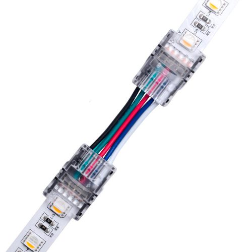 RGBW LED-nauhan jatkoliitin, 13cm välijohdolla nauha-nauha